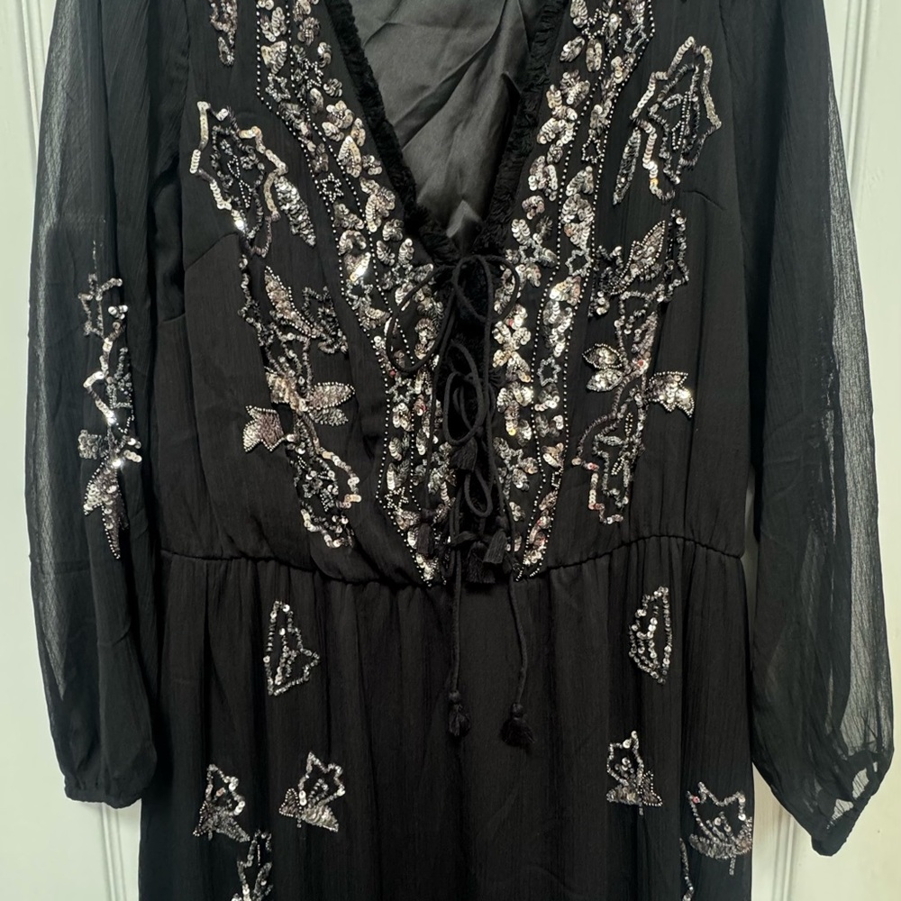 Black Dress with Silver Embellishments